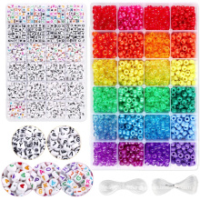 4000Pcs buntes großes Regenbogen-Glas-Alphabet-Perlen-Set